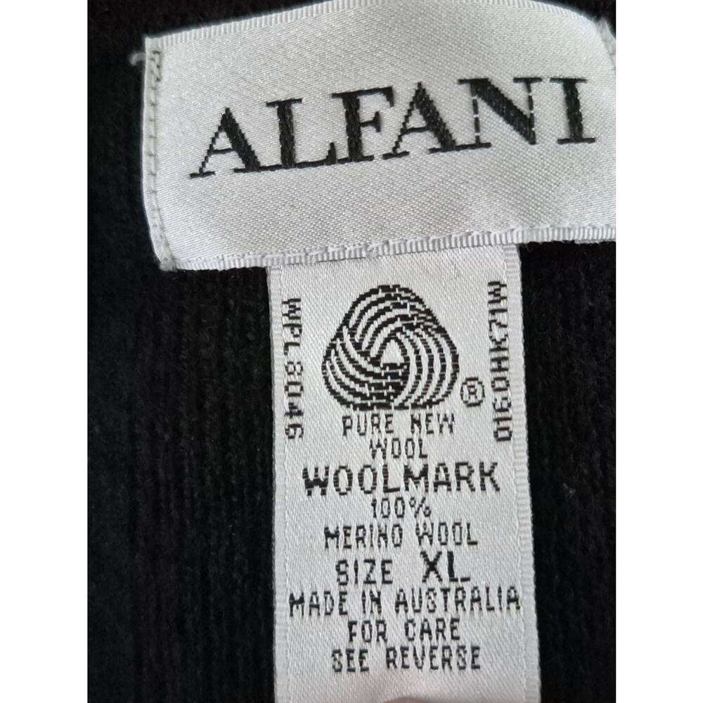 Alfani 100% Pure Merino Wool Black Ribbed V-Neck Sweater - Size XL - Picture 3 of 7
